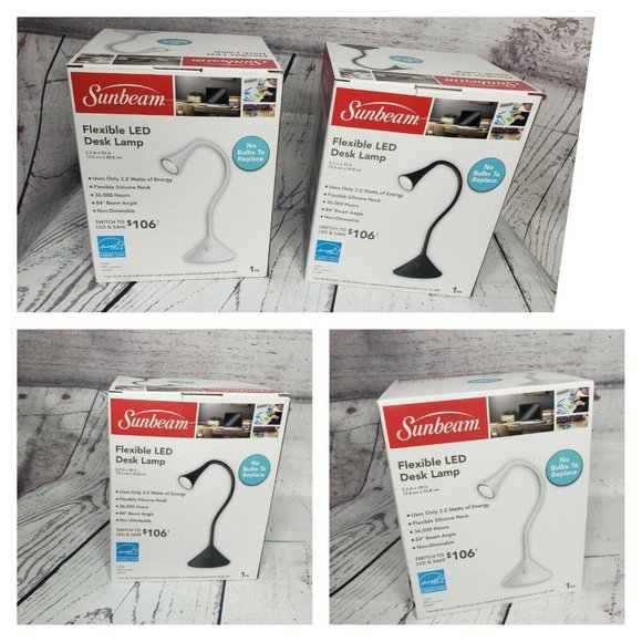 Lot Of 2 LED Gooseneck Desk Lamp Energy Star Beam Angle Sunbeam Light New - Picture 1 of 11
